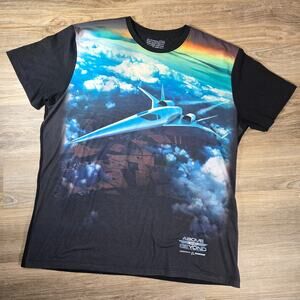 Boeing Above Beyond T Shirt Mens 2XL Black Supersonic Jet Graphic Made USA Plane